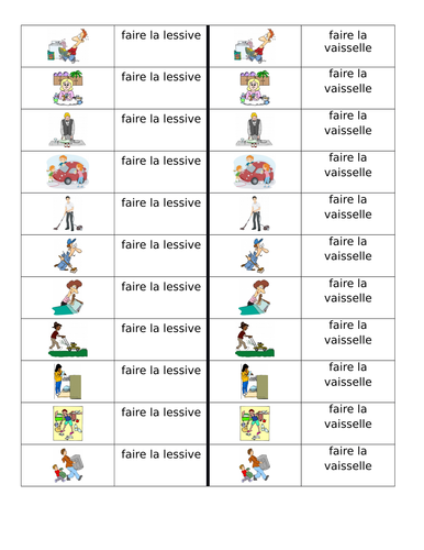 Travaux Domestiques Chores In French Corvées Dominoes Teaching Resources 4671