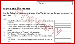 France and the French Quiz | Teaching Resources