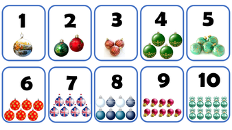 christmas baubles number cards 1 10 teaching resources