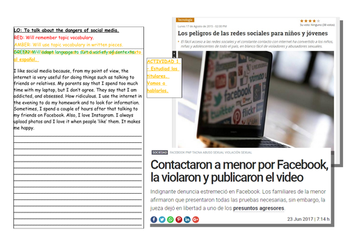 Los peligros de las redes sociales | Teaching Resources