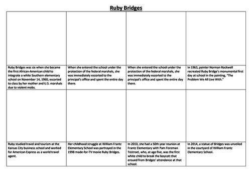 Ruby Bridges Comic Strip and Storyboard