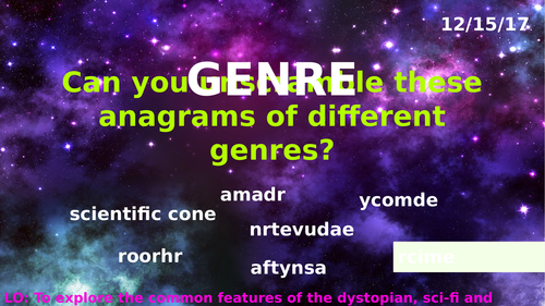 Lesson 2 Imaginative Writing : Introduction to Genre - Science Fiction, Dystopia, Horror and Fantasy