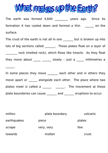 Natural Disasters Lesson 2 - Earth's Structure and Plates