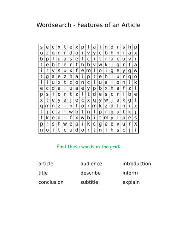 informational essay word search