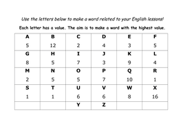 English Starter - Scrabble Grid | Teaching Resources
