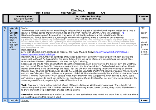 Monet Painting scheme of work KS2 | Teaching Resources