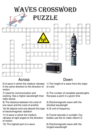Physics Crossword Puzzle: Waves (Includes answer key)