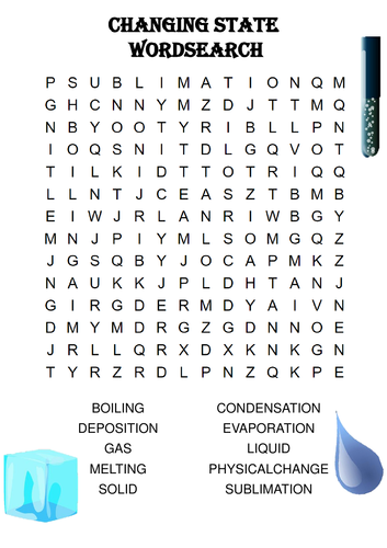 Physics Word Search: Changing State (Includes Solution)