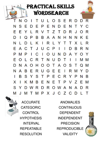 Science Word Search: Practical Skills (Includes Solution)