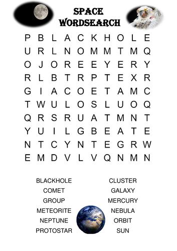 Physics Word Search: Space (Includes Solution)