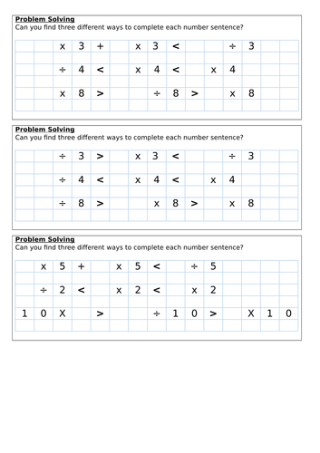 Comparing sentences, Spring Block 1, Year 3, Multiplication and Division.