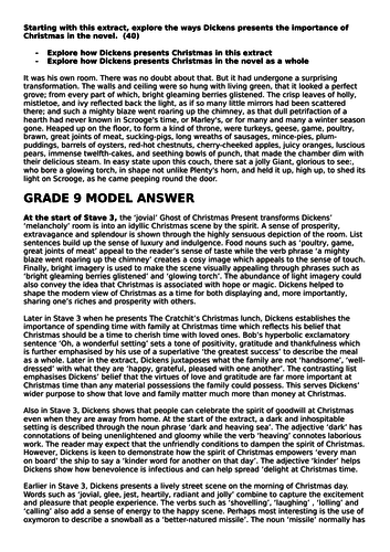 A Christmas Carol 3 Grade 9 model answers for Eduqas GCSE exam style