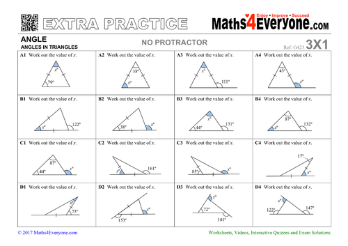 Angles In A Triangle Extra Practice Teaching Resources 5431