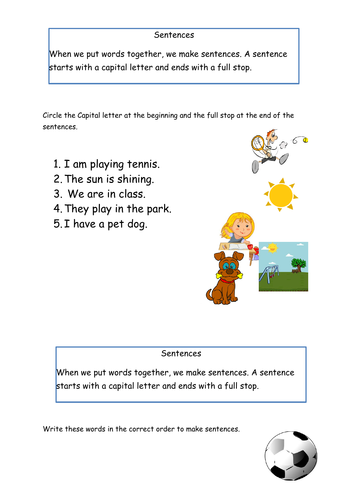 Year 1 SPAG Grammar worksheets