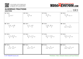Gcse Revision Algebraic Fractions Solving Equations By