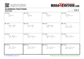 GCSE Revision (Algebraic Fractions: Solving Equations) by ...