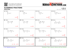 Gcse Revision Algebraic Fractions Solving Equations By