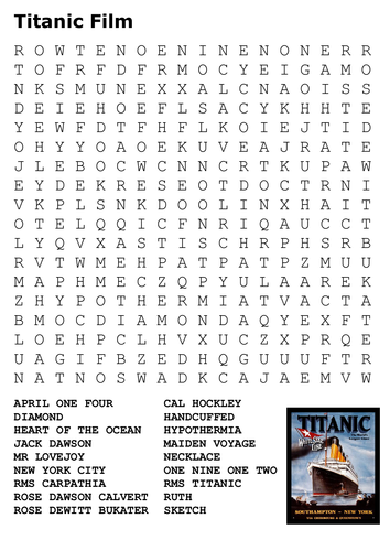 Titanic Film Word Search