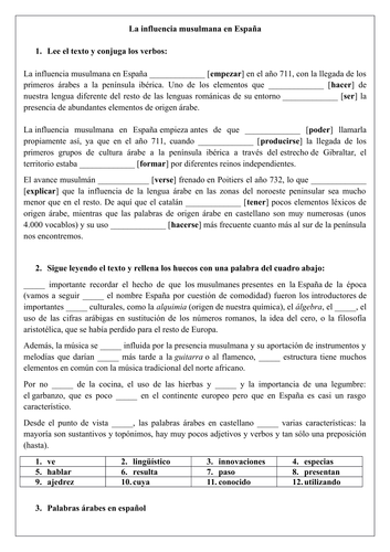 Spanish A Level inmigración impacto positivo _ influencia árabe _ positive impact of Arab influence