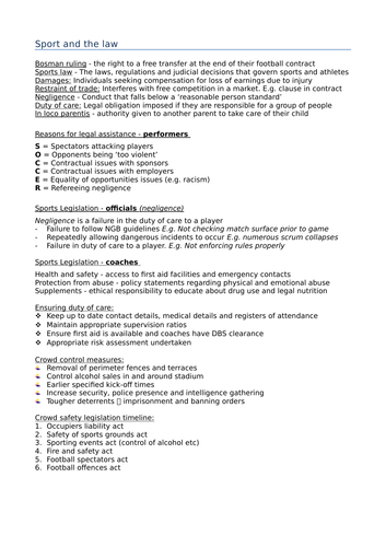 NEW A2 PE revision notes - Sport and Society | Teaching Resources