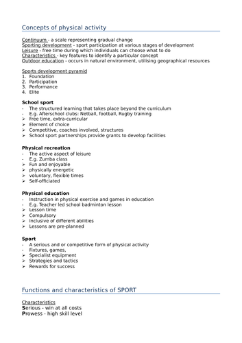 NEW A2 PE revision notes - Sport and Society | Teaching Resources