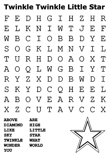 Twinkle Twinkle Little Star Word Search | Teaching Resources