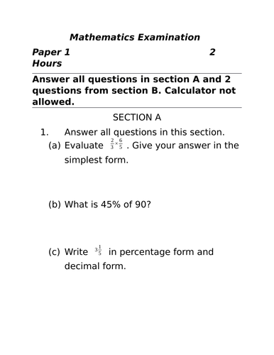 Key Stage 3 Mathematics Assessment