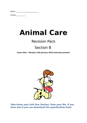 Animal Care Unit One Section B Revision Questions