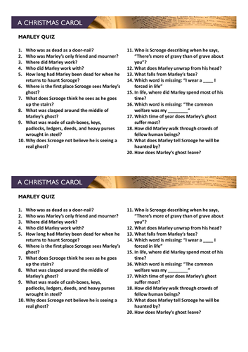 A Christmas Carol Quiz | Teaching Resources