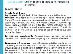AQA GCSE: P12 Waves: L3 Measuring Speed of Waves in Liquids: Required ...
