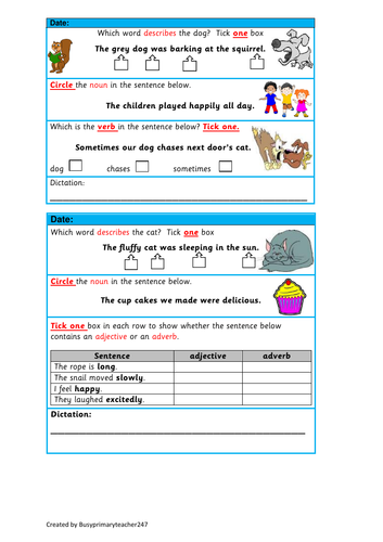5 SPaG question strips for years 3 and 4 (set 1)