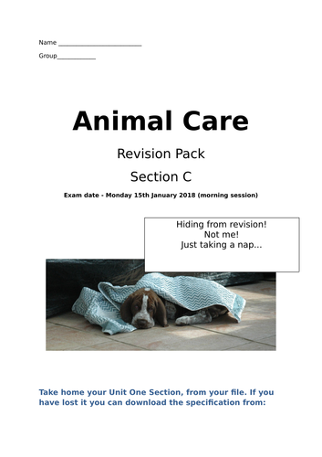 Animal Care Unit One Section C revision questions