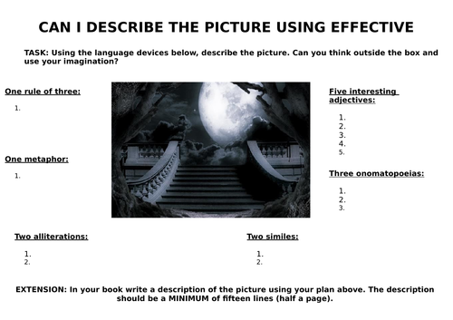 Creative Writing Planning Sheet