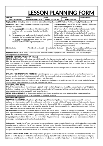 KS3 & KS4 Rugby Union Scheme of Work & lesson plans | Teaching Resources