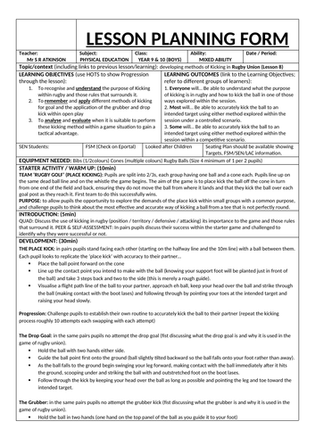 KS3 & KS4 Rugby Union Scheme of Work & lesson plans | Teaching Resources