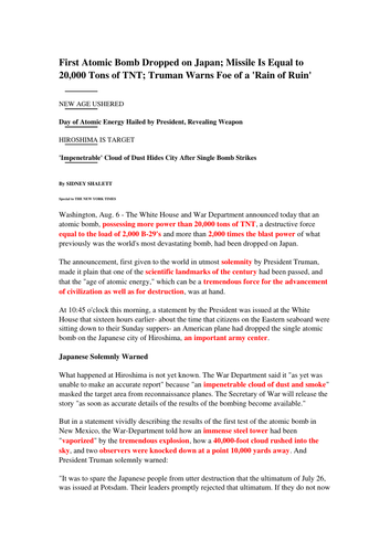 *3 lesson bundle* KS3 Non-Fiction Reading & Writing (Nuclear Weapon ...