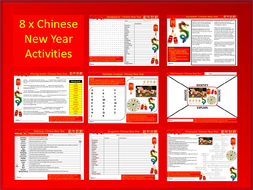 8 x Chinese New Year Starter Activities Keywords Wordsearch Crossword