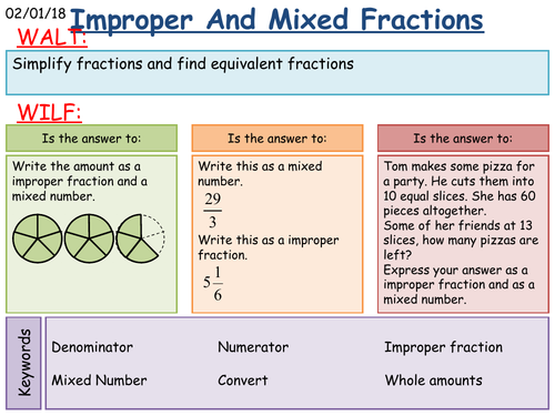 KS2/KS3 Maths: Improper Fractions and Mixed Numbers