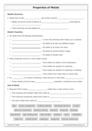 Properties of Metals [Worksheet] | Teaching Resources