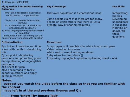 Population Lesson 4 - Developing Ungoogleable Questions