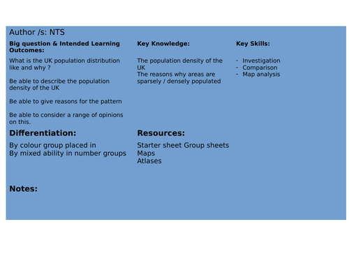 Population Lesson 10 - UK Population