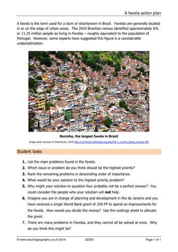 Urbansation Lesson 7 - How to improve a favela