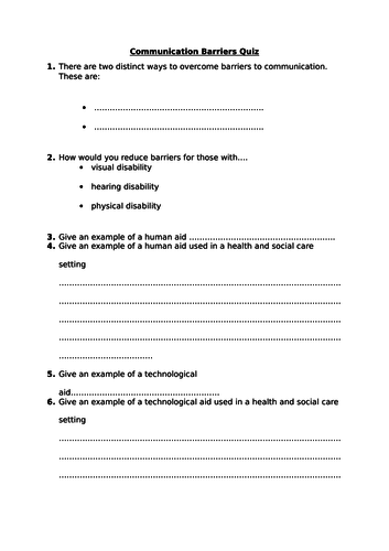 Communication Barriers Quiz