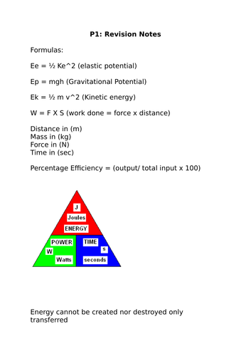 Aqa Gcse 9 1 Physics Revision Pack Chapter P1 Teaching Resources 3348