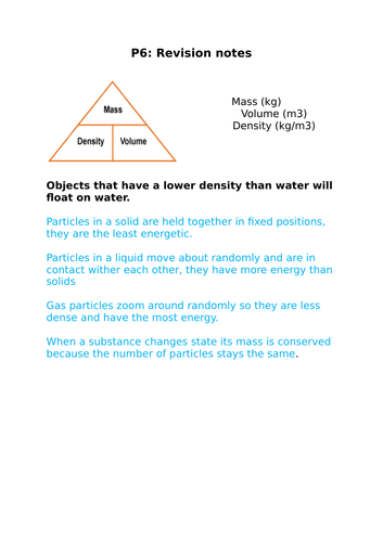 Aqa Gcse 9 1 Physics Revision Pack Chapter P6 Teaching Resources 0238