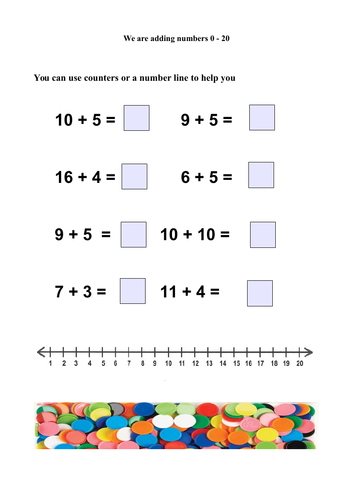 adding numbers 0 20 teaching resources