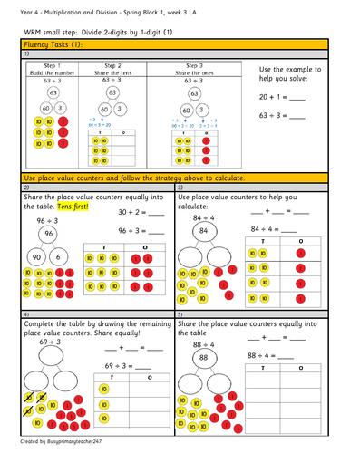 Year 4 - Divide 2-Digits By 1-Digit Numbers | Teaching Resources