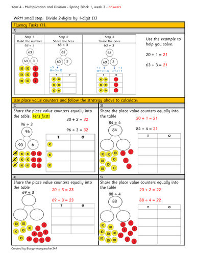 Year 4 - Divide 2-Digits By 1-Digit Numbers | Teaching Resources