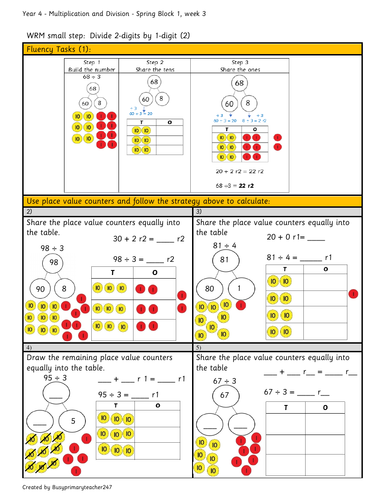 Year 4 - Spring block 1 - Divide 2-digits by 1-digit (2) week 3