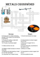 Chemistry Crossword Puzzle: Metals (Includes answer key) Teaching